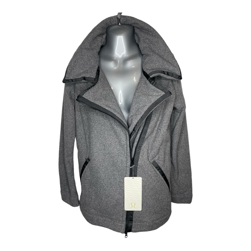 Lululemon Moto Jacket Ambient Grey and Black Fleece Women’s, Size 4 New